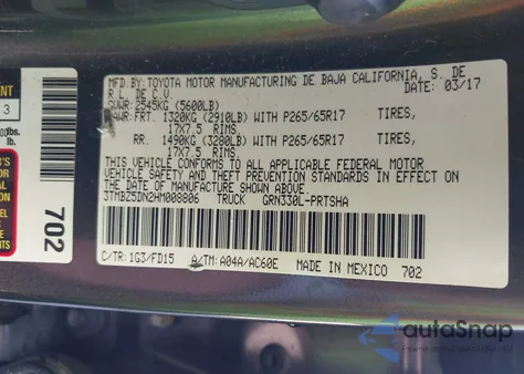 2017 Toyota Tacoma Trd Sport z USA, uszkodzony, nr VIN 3TMBZ5DN2HM008806